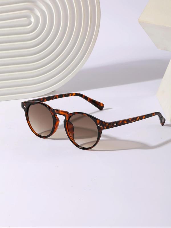 Unisex Vintage Round Frame Tinted Lens Sunglasses, Summer Trendy Casual Sunglasses for Everyday Use, Fashion Accessories for Outdoor Activities