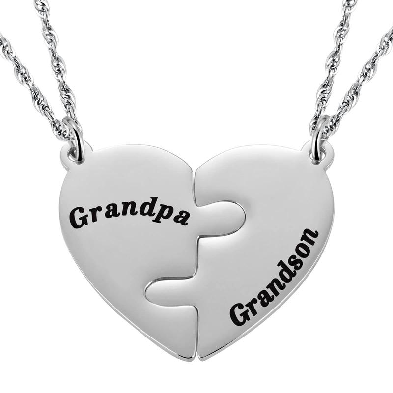 Graduation season necklace son gift black electroplating water wave chain mother's day birthday stainless steel puzzle heart necklace