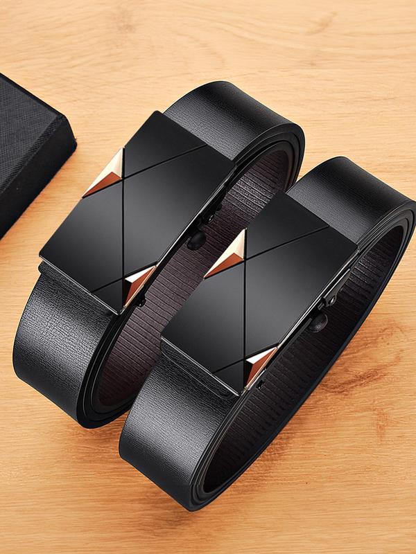 Men's Business Fashion PU Leather Belt, Minimalist Automatic Buckle Belt, Casual Waistband for Jeans Trousers