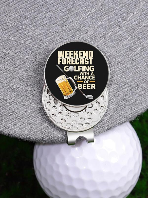 Golf Themed Brooch, Weekend Forecast Golf Letter Graphic Hat Clip, Fashion Accessories for Men & Women