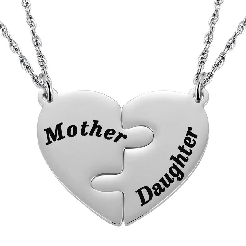 Graduation season necklace son gift black electroplating water wave chain mother's day birthday stainless steel puzzle heart necklace