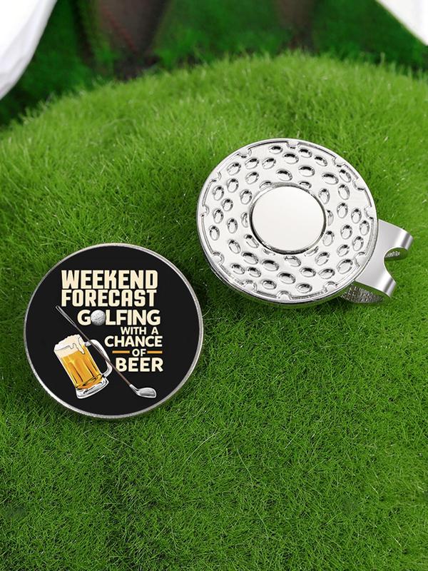 Golf Themed Brooch, Weekend Forecast Golf Letter Graphic Hat Clip, Fashion Accessories for Men & Women