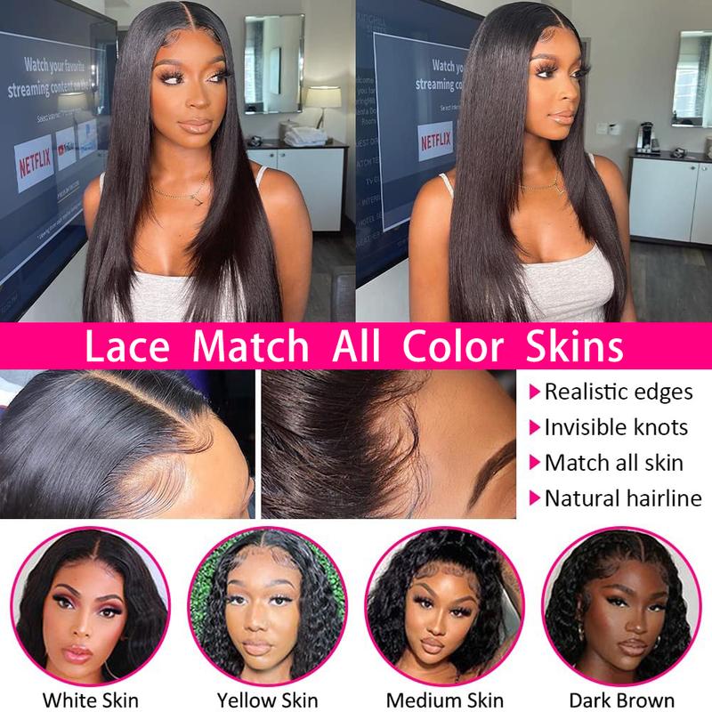 Brazilian 13x6 Lace Front Wigs Human Hair Straight For Women Pre Plucked 13x6 HD Transparent Lace Frontal Wig Natural Hair Line 180% Density C