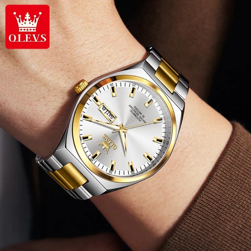 OLEVS 9907 Original Brand Watch for Men Auto Date Week Waterproof Luminous High Quality Stainless steel Man Wristwatches