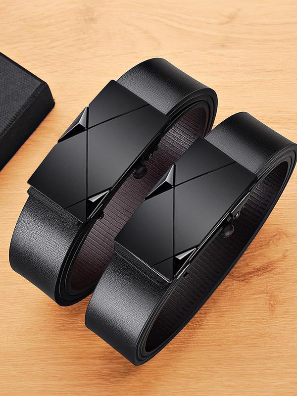 Men's Business Fashion PU Leather Belt, Minimalist Automatic Buckle Belt, Casual Waistband for Jeans Trousers