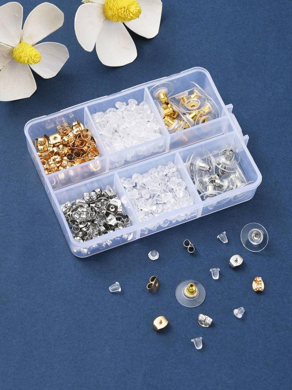 Mixed Shape Design Earring Nut Assortment Kit, 1 Box Earring Backs DIY Ear Nuts Ear Studs Earring Hooks Kit Earring Supplies for Women Men