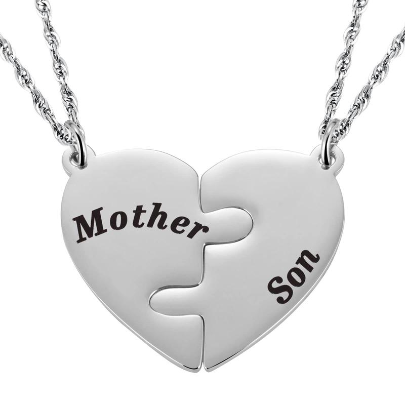 Graduation season necklace son gift black electroplating water wave chain mother's day birthday stainless steel puzzle heart necklace