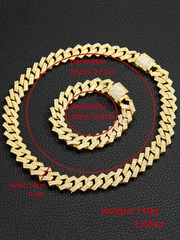 Hip-hop Heavy Industry Cuba Chain Necklace Set Gifts Box Exquisite Personality Neutral Jewelry, Boyfriend and Girlfriend