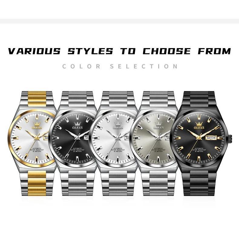 OLEVS 9907 Original Brand Watch for Men Auto Date Week Waterproof Luminous High Quality Stainless steel Man Wristwatches