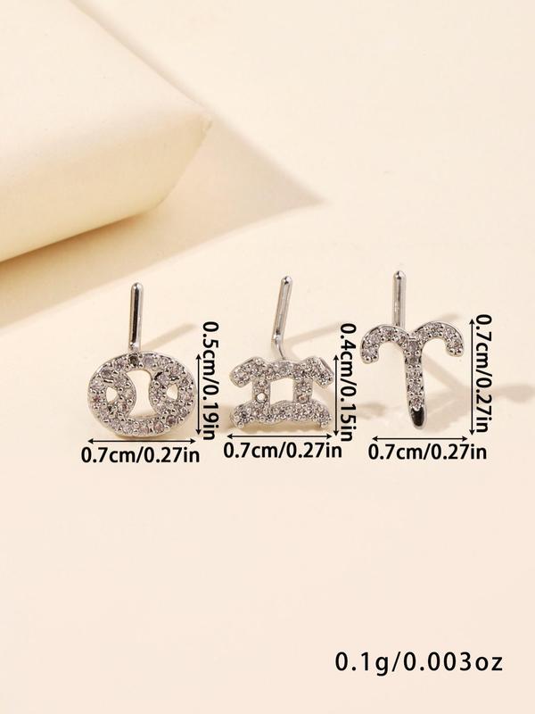 Constellation Design Nose Stud, Rhinestone Decor Nose Stud, Fashionable Body Jewelry for Women & Men, Trendy All-match & Exquisite Jewelry for Birthday Gift