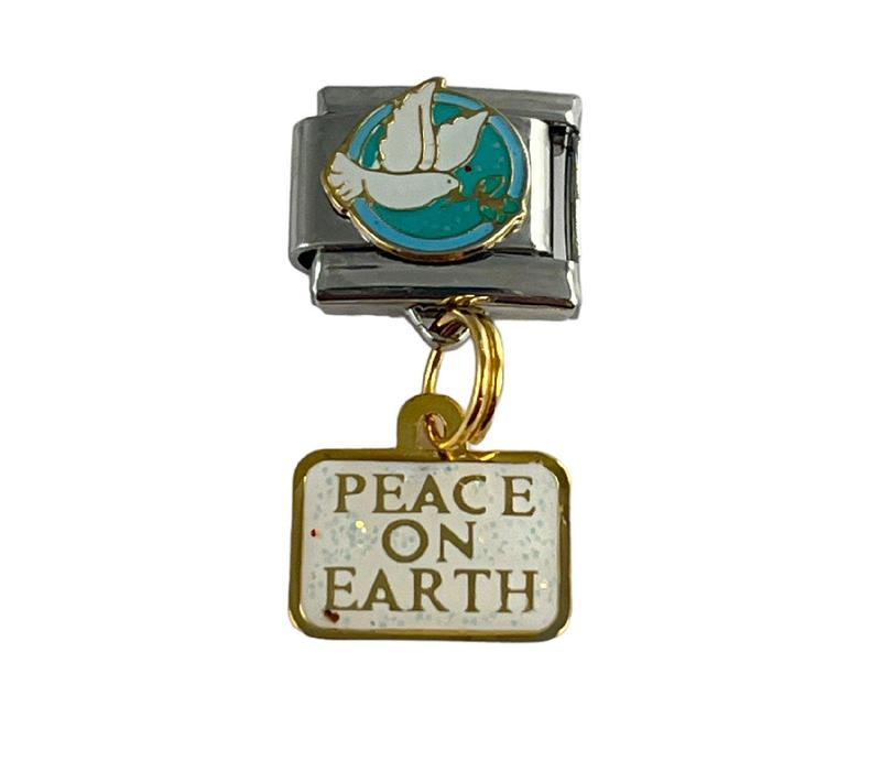 Italian Charm Link Dangle Peace on Earth Dove Charm 9mm