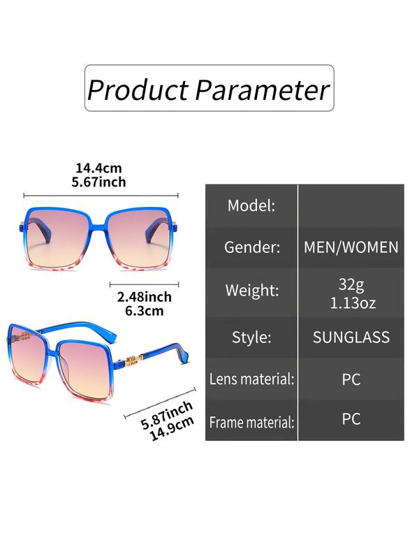 Unisex Y2k Style Colorblock Designer Sunglasses, Punk Trendy Oversized Square Frame Sunglasses for Everyday Use, Fashionable Glasses Trends 2024 for Men & Women