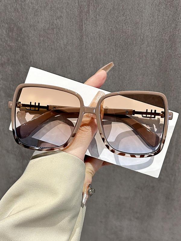 Unisex Y2k Style Colorblock Designer Sunglasses, Punk Trendy Oversized Square Frame Sunglasses for Everyday Use, Fashionable Glasses Trends 2024 for Men & Women