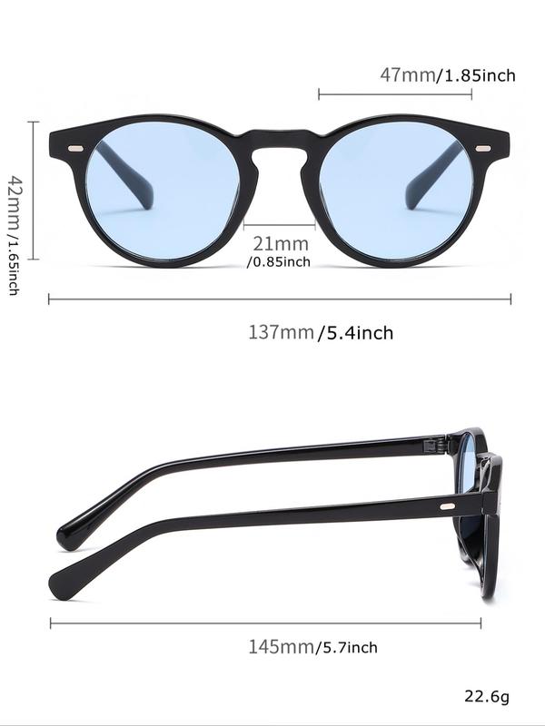 Unisex Vintage Round Frame Tinted Lens Sunglasses, Summer Trendy Casual Sunglasses for Everyday Use, Fashion Accessories for Outdoor Activities