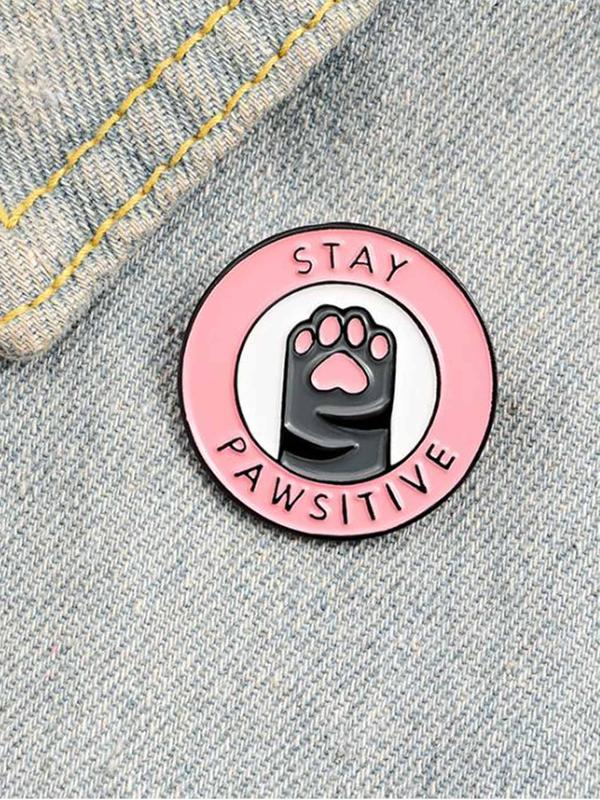 Unisex Cute Letter & Cat Paw Design Brooch, Trendy Novelty Clothes Brooch, Chic All-match Clothes Accessories As Gift for Friends