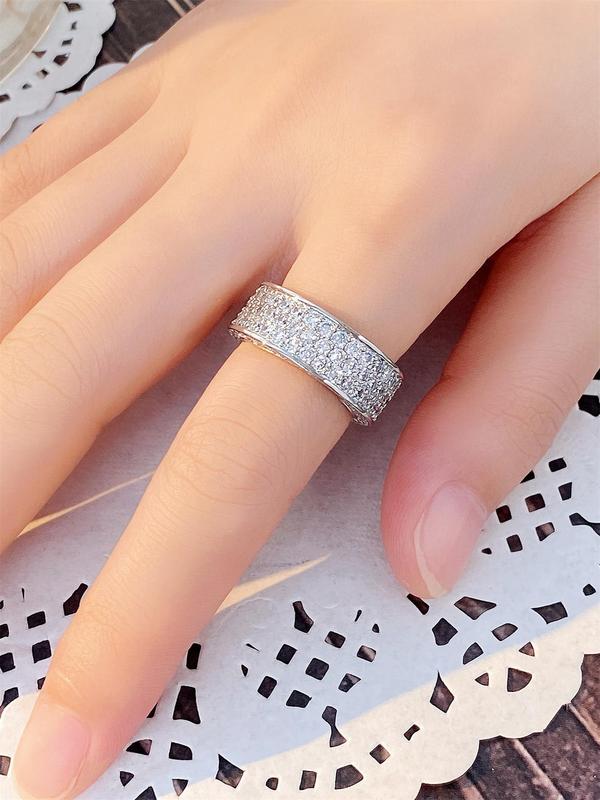 Elegant Rhinestone Decorated Ring, Fashion Accessories for Women for Party, Daily Clothing Decor, Trendy All-match & Exquisite Jewelry for Birthday Gift