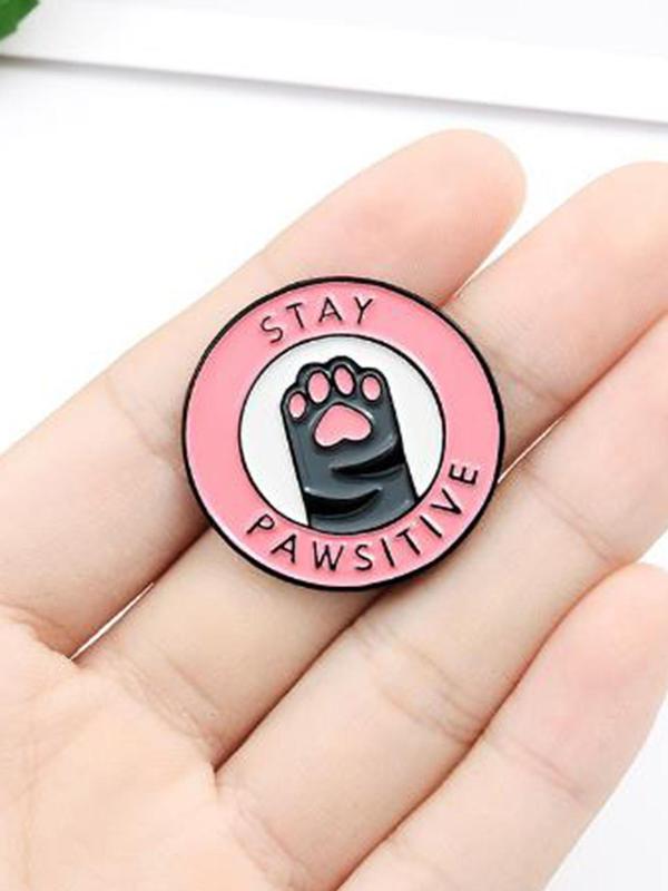 Unisex Cute Letter & Cat Paw Design Brooch, Trendy Novelty Clothes Brooch, Chic All-match Clothes Accessories As Gift for Friends