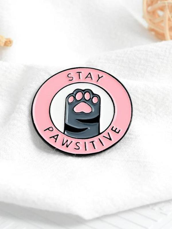 Unisex Cute Letter & Cat Paw Design Brooch, Trendy Novelty Clothes Brooch, Chic All-match Clothes Accessories As Gift for Friends