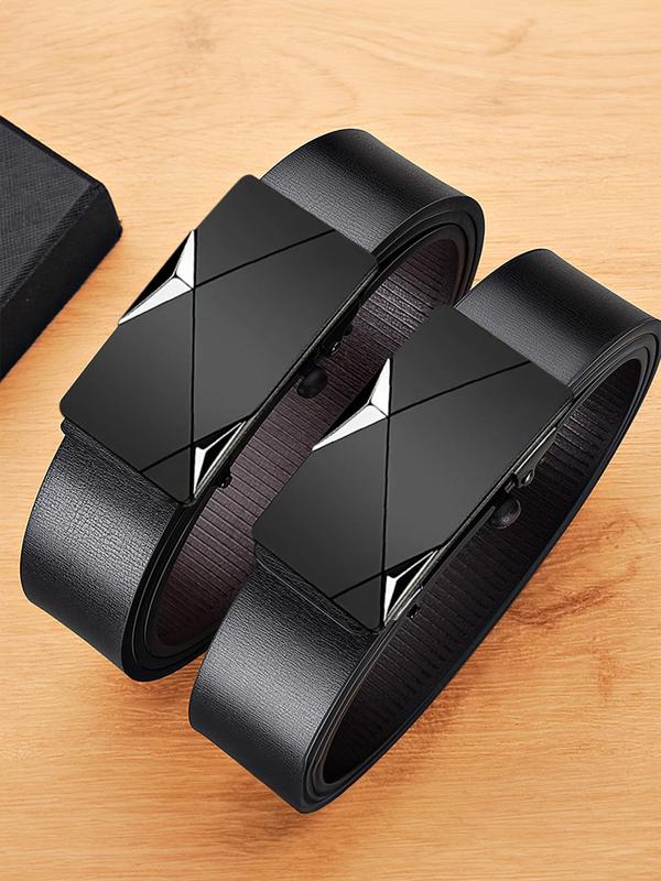 Men's Business Fashion PU Leather Belt, Minimalist Automatic Buckle Belt, Casual Waistband for Jeans Trousers