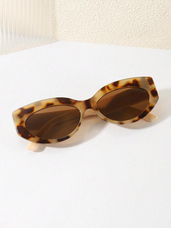 Women's Vintage Leopard Pattern Cat Eye Sunglasses, Trendy Casual Sunglasses for Everyday Use, Fashion Accessories for Outdoor Activities