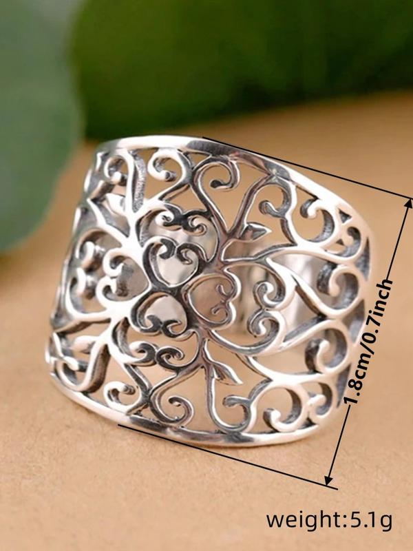 Women's Flowers Decor Hollow out Ring, Fashion Accessories for Women, Trendy Accessories for Party and Daily Life