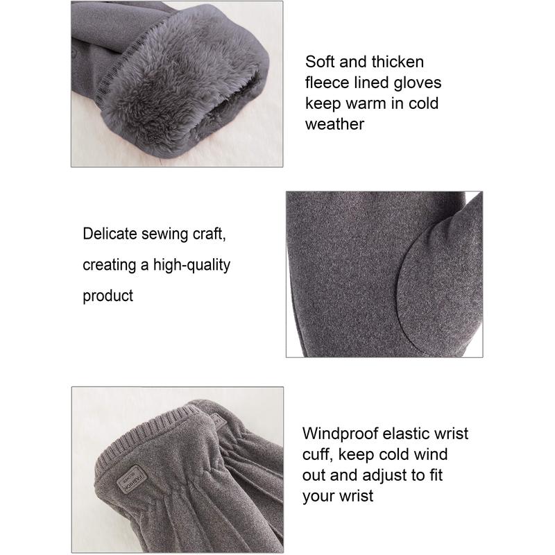 Winter Womens Cashmere Gloves With Finger Touchscreen Texting Fleece Lined Outdoors Windproof Warm Gloves