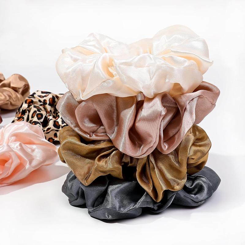 16 Scrunchies for Women - Satin Hair Ties and Bands, Big Ponytail Holders for Thick, Curly Hair, Cute No-Crease Pony Tails, No