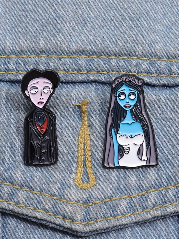 Cartoon Couple Design Brooch, Cute Fashion Alloy Badge for Women & Men, Enamel Pin Suitable for Backpacks, Jeans, Scarves, Hats Decoration