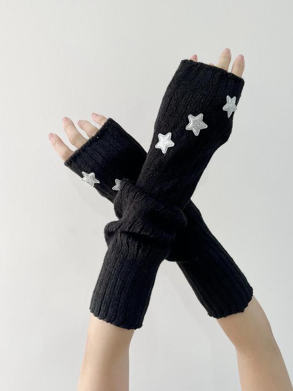 Women's Cute Star Design Arm Sleeves, 1 Pair Trendy Cozy Arm Sleeves for Women & Girls, Fashionable Clothes Accessories for Daily & Party Decoration