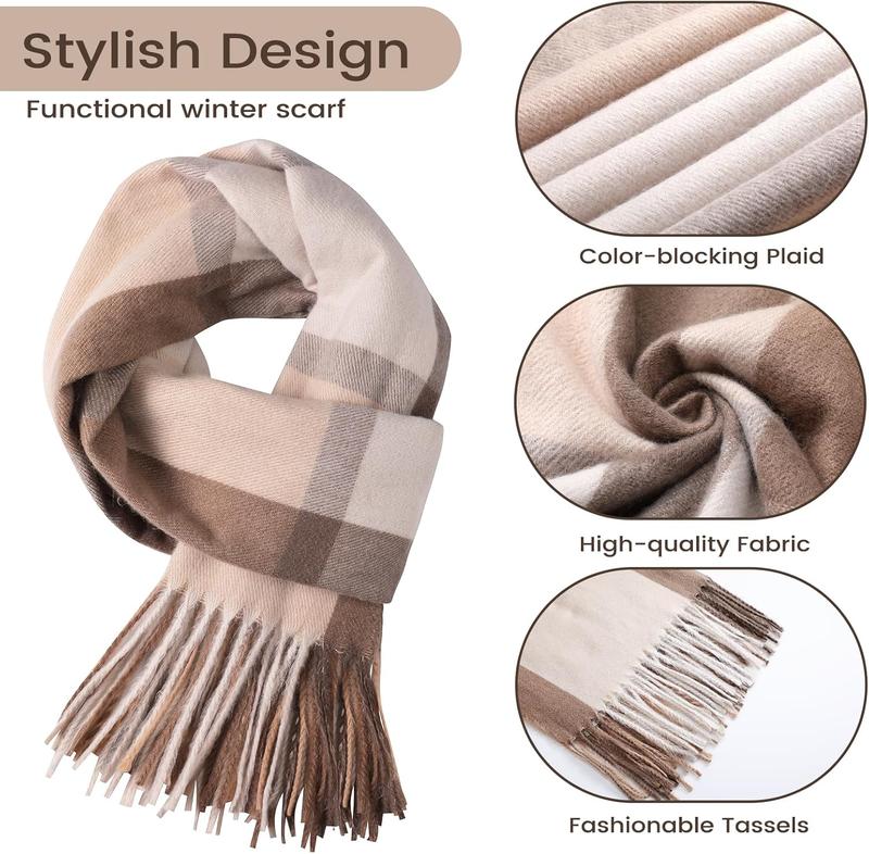 Scarf for Women - Winter Scarf for Women Fashion Cashmere Feel Plaid Scarfs for Women