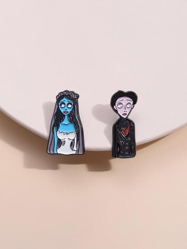 Cartoon Couple Design Brooch, Cute Fashion Alloy Badge for Women & Men, Enamel Pin Suitable for Backpacks, Jeans, Scarves, Hats Decoration