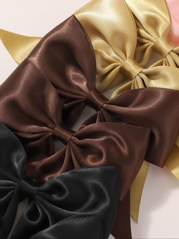 Solid Color Bow Decor Hair Clip, Elegant Fashion Hair Accessories for Women & Girls, Minimalist Headwear Suitable for Thick Hair