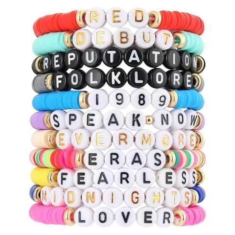 11PCS Swift Friendship 1989 Bracelets,Swift Merch Bracelet Tour Concert,Lover Folklore Evermore Midnight Bracelets for Swift Fans,Women,Girls