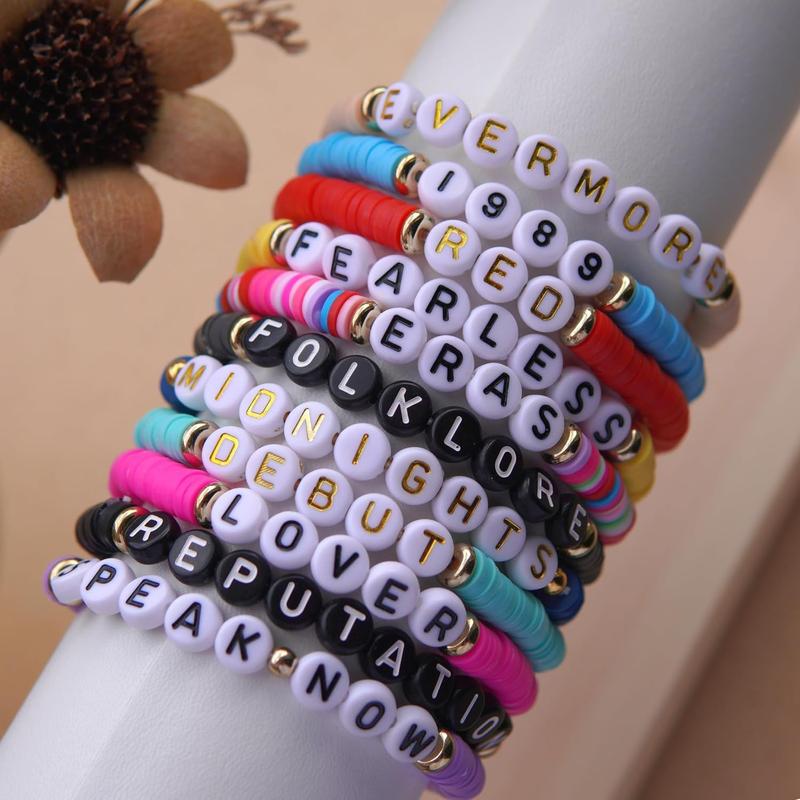 11PCS Swift Friendship 1989 Bracelets,Swift Merch Bracelet Tour Concert,Lover Folklore Evermore Midnight Bracelets for Swift Fans,Women,Girls