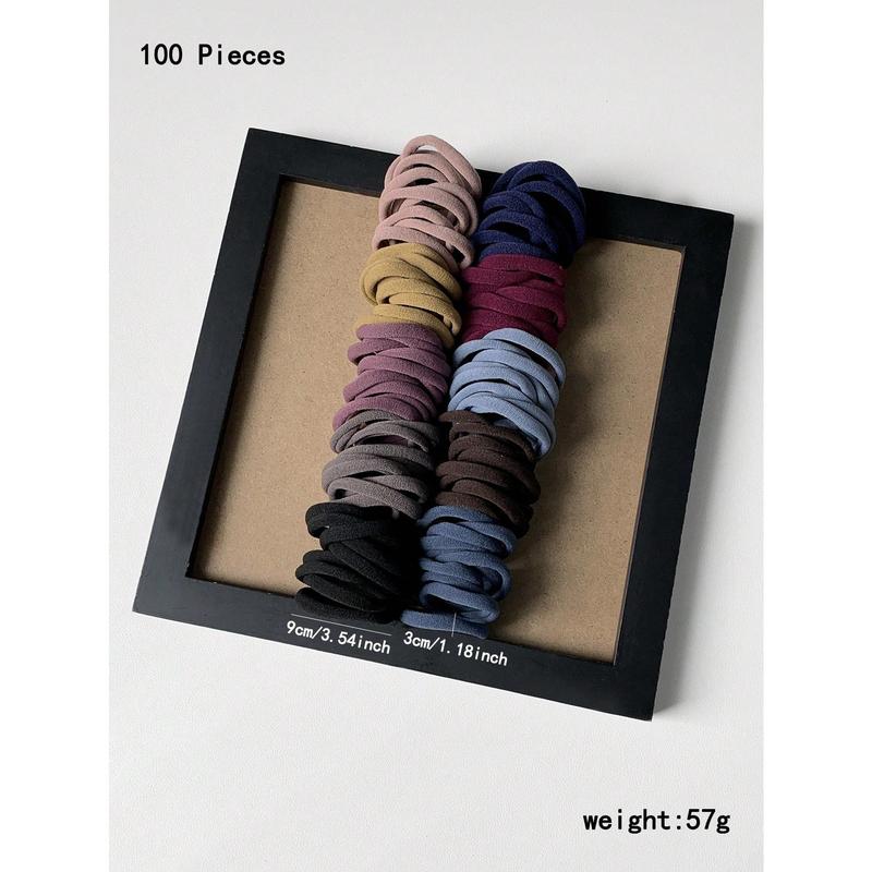 131pcs Simple Hair Clips & Ties Set, Korean Style, No Break Elastic Ponytail Holders, Morandi Color Series