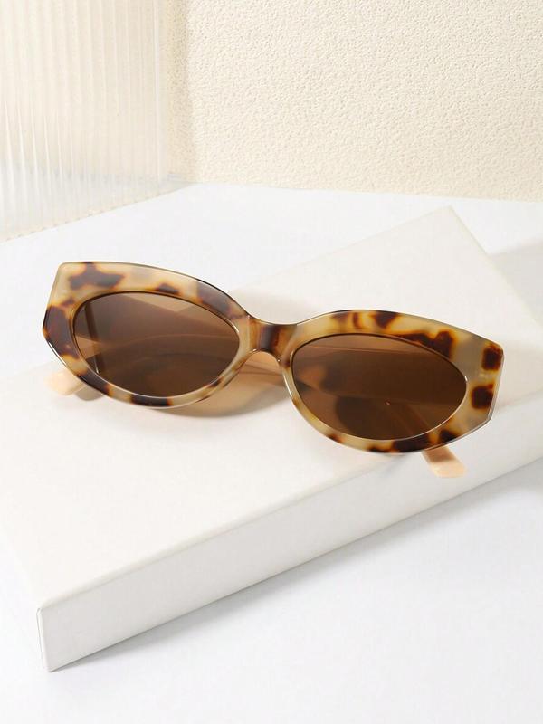 Women's Vintage Leopard Pattern Cat Eye Sunglasses, Trendy Casual Sunglasses for Everyday Use, Fashion Accessories for Outdoor Activities