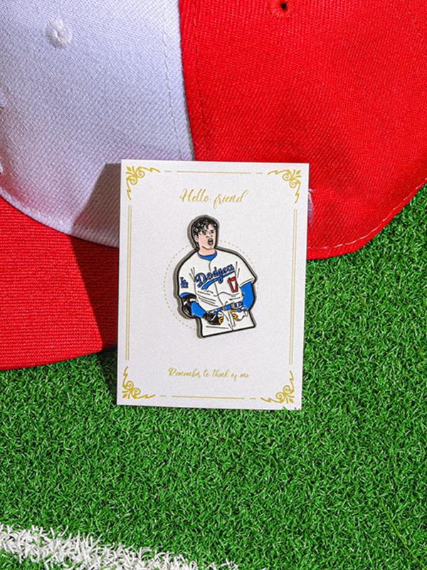 Cartoon Baseball Player Design Brooch, Fashion Alloy Badge for Daily Clothing Decor, Trendy All-match & Exquisite Brooch for Birthday Gift