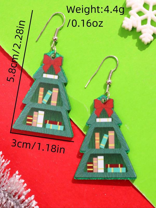 Christmas Themed Dangle Earrings, Cute Cartoon Book Design Acrylic Earrings, Fashion Jewelry Accessories for Women & Girls