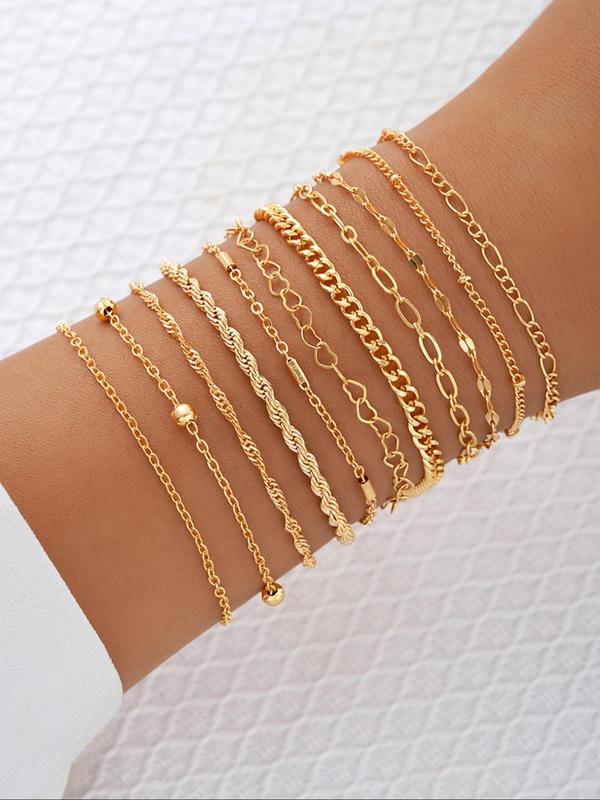 Women's Elegant Chain Bracelet Set, Fashion Jewelry for Party, Daily Clothing Decor, Trendy All-match & Exquisite Jewelry for Birthday Gift