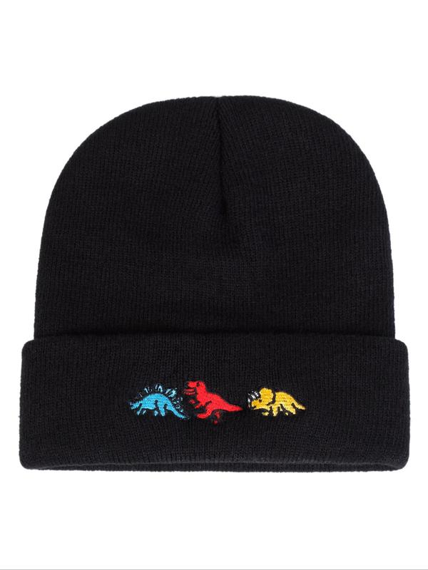 Unisex Street Trend Dinosaur Embroidered Beanie Cap, 2024 New Trendy Soft Beanie Hat, Chic All-match Accessories for Daily Use for Women & Men