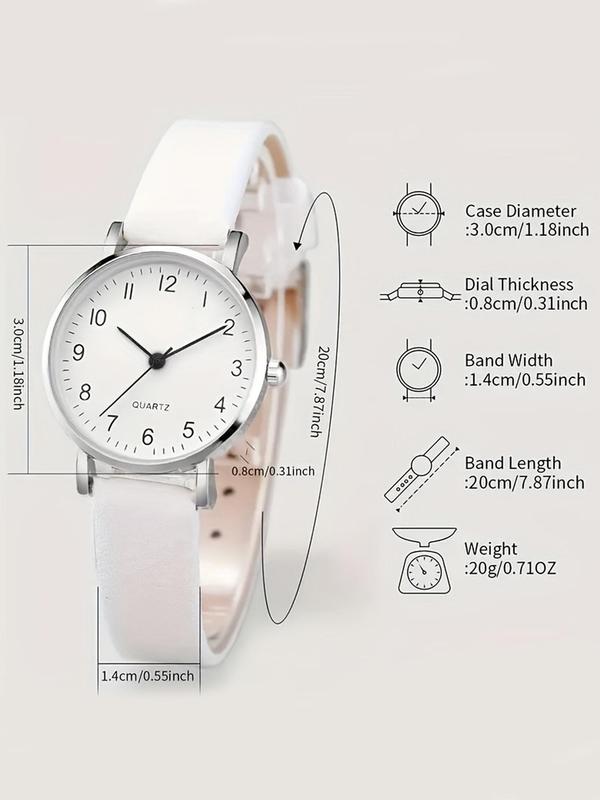 Women's Elegant Quartz Watch & Jewelry Set, Including Round Dial Analog Watch & Bracelet & Pendant Necklace & Ring & Stud Earrings, Fashion Watch Set for Women As Gift