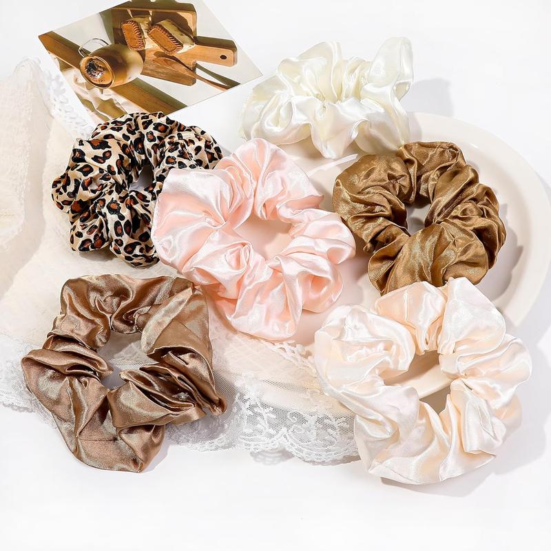 16 Scrunchies for Women - Satin Hair Ties and Bands, Big Ponytail Holders for Thick, Curly Hair, Cute No-Crease Pony Tails, No