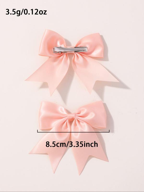 Solid Color Bow Decor Hair Clip, Elegant Fashion Hair Accessories for Women & Girls, Minimalist Headwear Suitable for Thick Hair