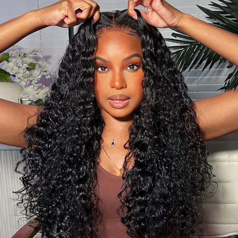 Recool Affordable Glueless Ready To Wear Wig Pre Bleached Knots Water Wave 6x5 Lace Closure Wig 100% Real Human Hair