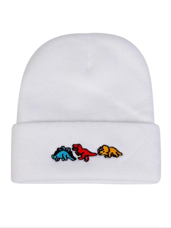 Unisex Street Trend Dinosaur Embroidered Beanie Cap, 2024 New Trendy Soft Beanie Hat, Chic All-match Accessories for Daily Use for Women & Men