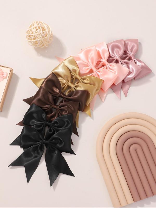 Solid Color Bow Decor Hair Clip, Elegant Fashion Hair Accessories for Women & Girls, Minimalist Headwear Suitable for Thick Hair