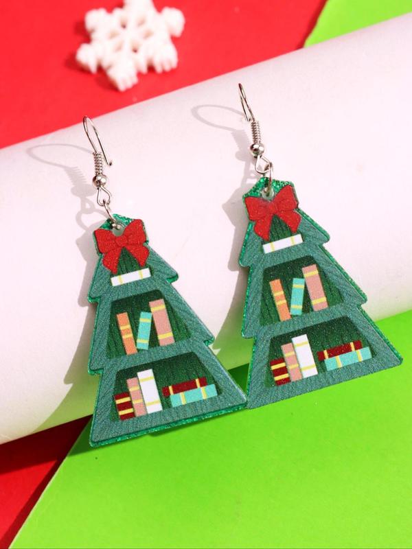 Christmas Themed Dangle Earrings, Cute Cartoon Book Design Acrylic Earrings, Fashion Jewelry Accessories for Women & Girls