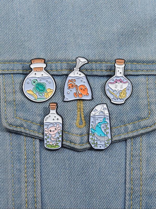 Cute Cartoon Animal & Flower Design Brooches, Fashion Alloy Badge for Backpacks & Clothes, Enamel Pin Suitable for Backpacks, Jeans, Scarves, Hats Decoration