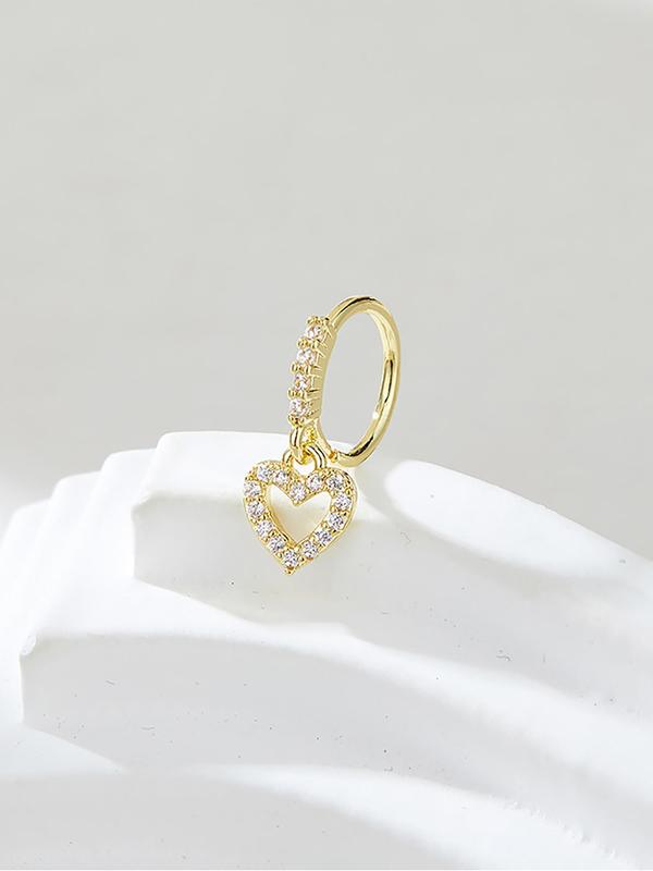 Rhinestone Heart Decor Nose Ring for Gift, Elegant Body Jewelry for Women & Girls, Elegant All-match Fashion Accessories for Daily Wear, Exquisite Accessories for Birthday Gifts