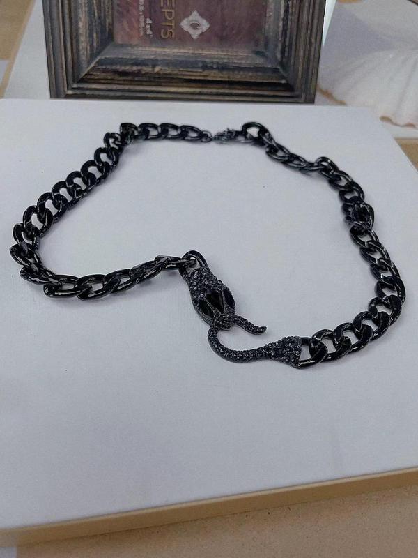 Unisex Punk Style Snake Design Chain Necklace, Trendy Stylish Hip Hop Matching Necklace, Gothic Jewelry for Party & Daily Decor As Birthday Gift for Women & Men